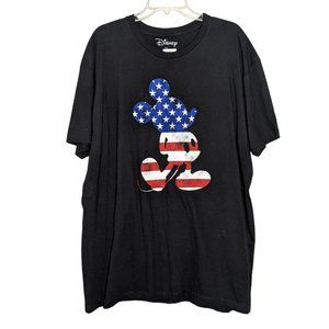 Disney Mickey Mouse red‎ white and blue America Black Tshirt Tee size 2XL